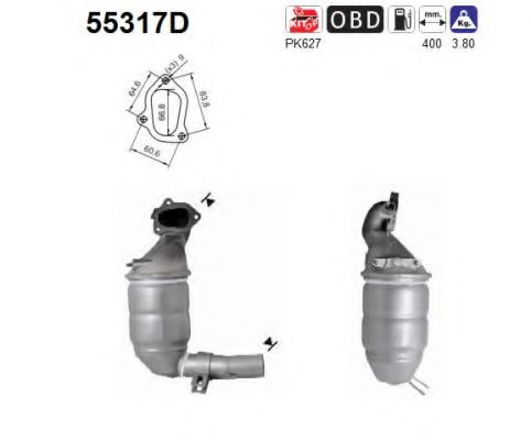AS 55317D Катализатор для FIAT PUNTO EVO (Фиат Пунто эво) AS 55317D Катализатор для FIAT PUNTO EVO (Фиат Пунто эво)