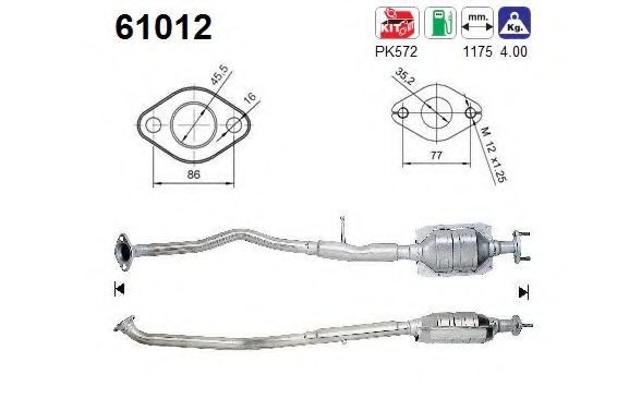 AS 61012 Катализатор для HYUNDAI ATOZ (Хендай Атоз) AS 61012 Катализатор для HYUNDAI ATOZ (Хендай Атоз)