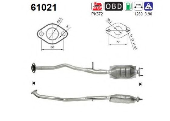 AS 61021 Катализатор для HYUNDAI ATOZ (Хендай Атоз) AS 61021 Катализатор для HYUNDAI ATOZ (Хендай Атоз)