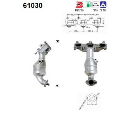 AS 61030 Катализатор для HYUNDAI GRANDEUR (Хендай Грандэур) AS 61030 Катализатор для HYUNDAI GRANDEUR (Хендай Грандэур)