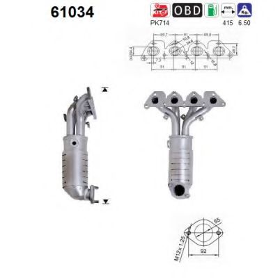 AS 61034 Катализатор для KIA CERATO (Киа Cэрато) AS 61034 Катализатор для KIA CERATO (Киа Cэрато)