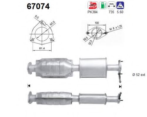 AS 67074 Катализатор для LANCIA LYBRA SW (Лансиа/лянча Либра св) AS 67074 Катализатор для LANCIA LYBRA SW (Лансиа/лянча Либра св)