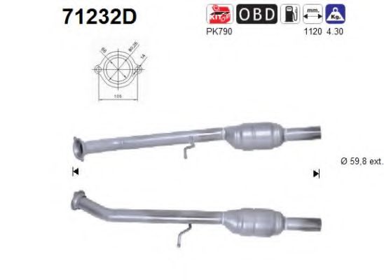AS 71232D Катализатор для MERCEDES-BENZ VITO / MIXTO (Мэрcэдэс-бэнз Вито / миxто) AS 71232D Катализатор для MERCEDES-BENZ VITO / MIXTO (Мэрcэдэс-бэнз Вито / миxто)