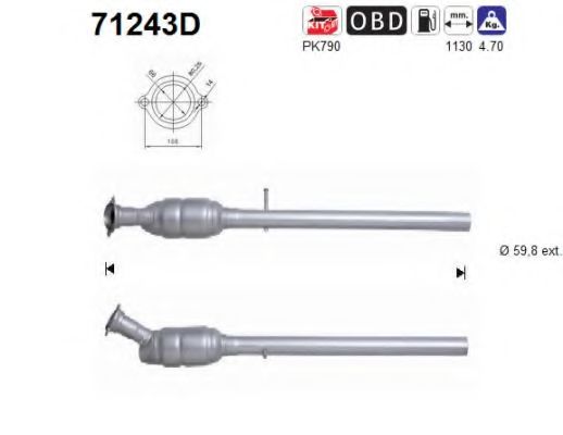 AS 71243D Катализатор для MERCEDES-BENZ VITO / MIXTO (Мэрcэдэс-бэнз Вито / миxто) AS 71243D Катализатор для MERCEDES-BENZ VITO / MIXTO (Мэрcэдэс-бэнз Вито / миxто)