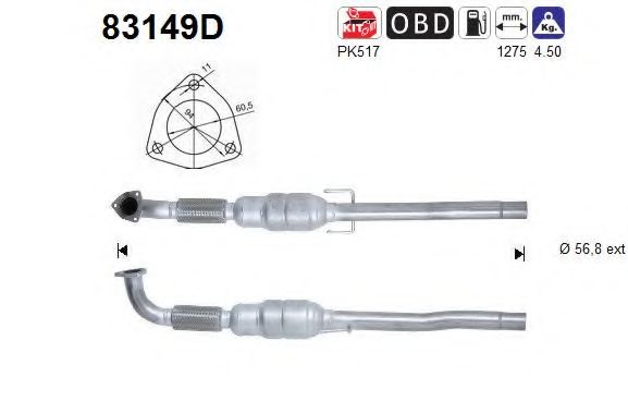 AS 83149D Катализатор для ROVER 75 ER (Ровер 75 эр) AS 83149D Катализатор для ROVER 75 ER (Ровер 75 эр)