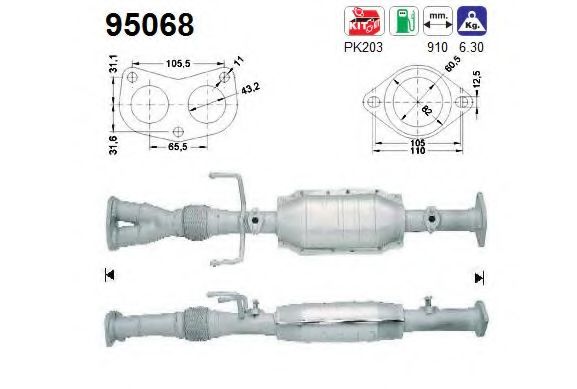 AS 95068 Катализатор для TOYOTA ESTIMA (Тойота/тоета Эстима) AS 95068 Катализатор для TOYOTA ESTIMA (Тойота/тоета Эстима)