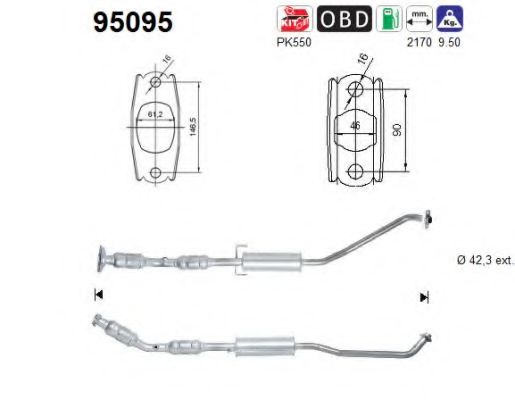 AS 95095 Катализатор для TOYOTA ALTIS (Тойота/тоета Алтис) AS 95095 Катализатор для TOYOTA ALTIS (Тойота/тоета Алтис)