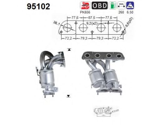 AS 95102 Катализатор для TOYOTA MR III (Тойота/тоета Мр 3) AS 95102 Катализатор для TOYOTA MR III (Тойота/тоета Мр 3)