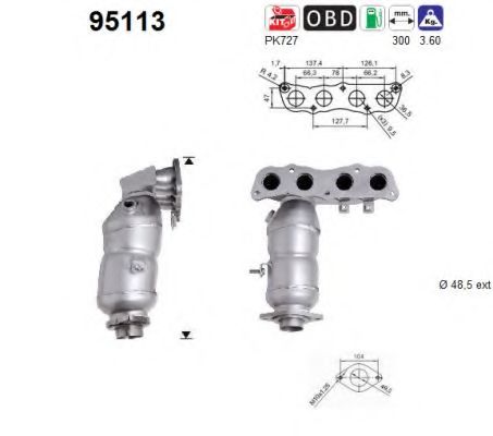 AS 95113 Катализатор для TOYOTA ECHO (Тойота/тоета Эчо) AS 95113 Катализатор для TOYOTA ECHO (Тойота/тоета Эчо)