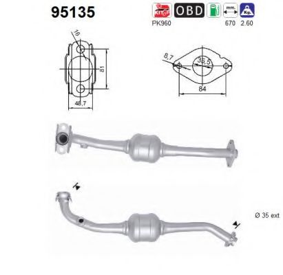 AS 95135 Катализатор для TOYOTA IQ (Тойота/тоета Иq) AS 95135 Катализатор для TOYOTA IQ (Тойота/тоета Иq)