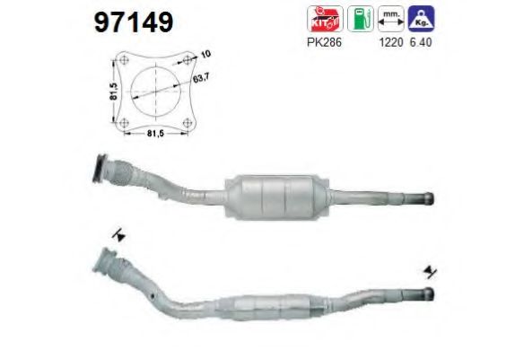 AS 97149 Катализатор для VOLVO S70 (Вольво С70) AS 97149 Катализатор для VOLVO S70 (Вольво С70)