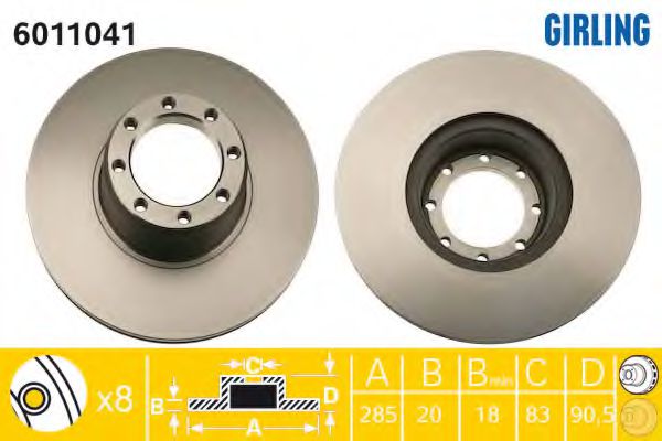 GIRLING 6011041 Тормозной диск для FIAT (Фиат) GIRLING 6011041 Тормозной диск для FIAT (Фиат)