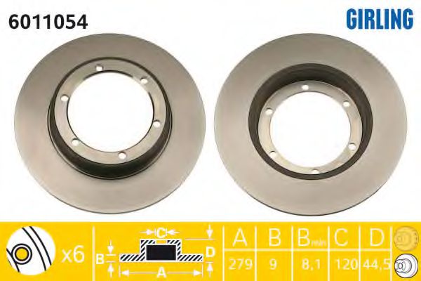 GIRLING 6011054 Тормозной диск для FIAT (Фиат) GIRLING 6011054 Тормозной диск для FIAT (Фиат)