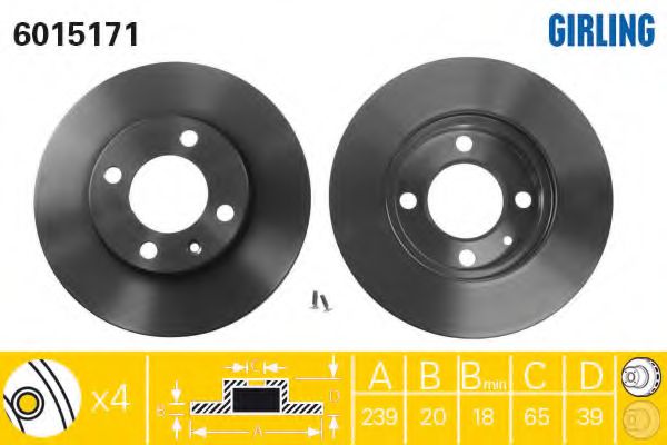 GIRLING 6015171 Тормозной диск для VOLKSWAGEN JETTA I (Фольксваген Жэтта и) GIRLING 6015171 Тормозной диск для VOLKSWAGEN JETTA I (Фольксваген Жэтта и)