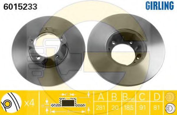 GIRLING 6015233 Тормозной диск для VOLKSWAGEN LT 40-55 I (Фольксваген Лт 40-55 и) GIRLING 6015233 Тормозной диск для VOLKSWAGEN LT 40-55 I (Фольксваген Лт 40-55 и)