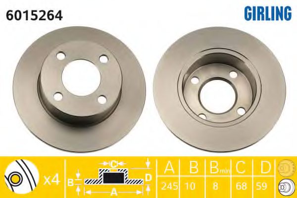 GIRLING 6015264 Тормозной диск для AUDI 100 (Ауди 100) GIRLING 6015264 Тормозной диск для AUDI 100 (Ауди 100)
