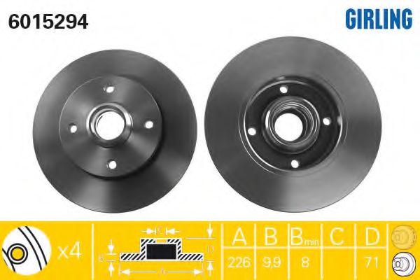 GIRLING 6015294 Тормозной диск для SEAT TOLEDO (Сеат Толэдо) GIRLING 6015294 Тормозной диск для SEAT TOLEDO (Сеат Толэдо)