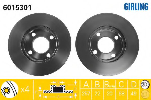 GIRLING 6015301 Тормозной диск для AUDI 100 (Ауди 100) GIRLING 6015301 Тормозной диск для AUDI 100 (Ауди 100)