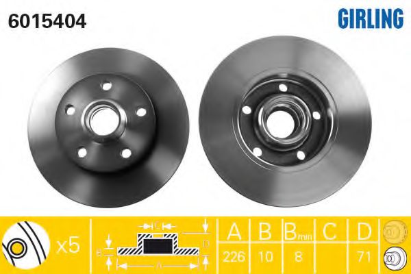 GIRLING 6015404 Тормозной диск для VOLKSWAGEN JETTA III (Фольксваген Джетта 3) GIRLING 6015404 Тормозной диск для VOLKSWAGEN JETTA III (Фольксваген Джетта 3)