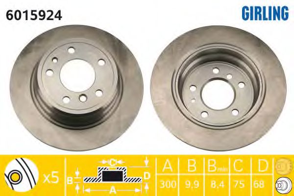 GIRLING 6015924 Тормозной диск для BMW 7 (Бмв 7) GIRLING 6015924 Тормозной диск для BMW 7 (Бмв 7)