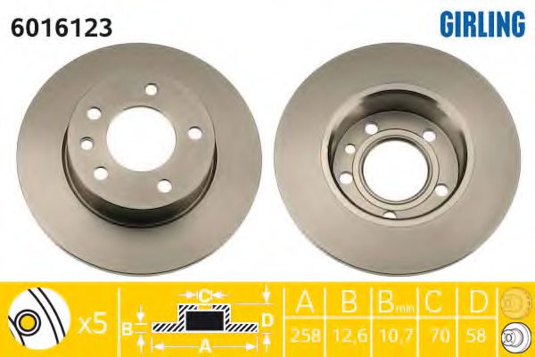 GIRLING 6016123 Тормозной диск для OPEL OMEGA A (Опель Омэга а) GIRLING 6016123 Тормозной диск для OPEL OMEGA A (Опель Омэга а)