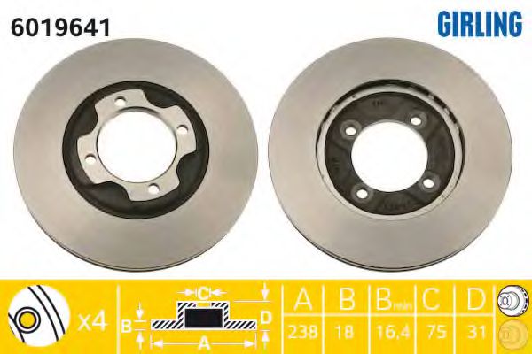 GIRLING 6019641 Тормозной диск для MAZDA 323 III (Мазда 323 3) GIRLING 6019641 Тормозной диск для MAZDA 323 III (Мазда 323 3)