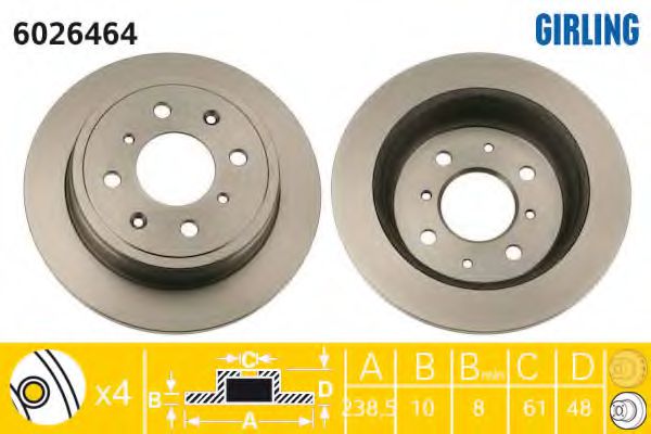 GIRLING 6026464 Тормозной диск для ROVER 400 (Ровер 400) GIRLING 6026464 Тормозной диск для ROVER 400 (Ровер 400)