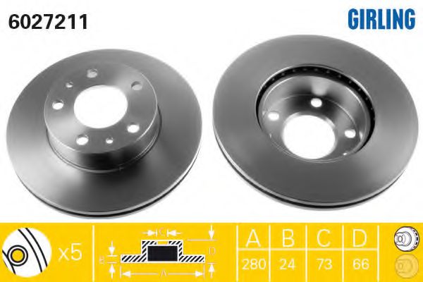 GIRLING 6027211 Тормозной диск для FIAT DUCATO (Фиат Дукато) GIRLING 6027211 Тормозной диск для FIAT DUCATO (Фиат Дукато)