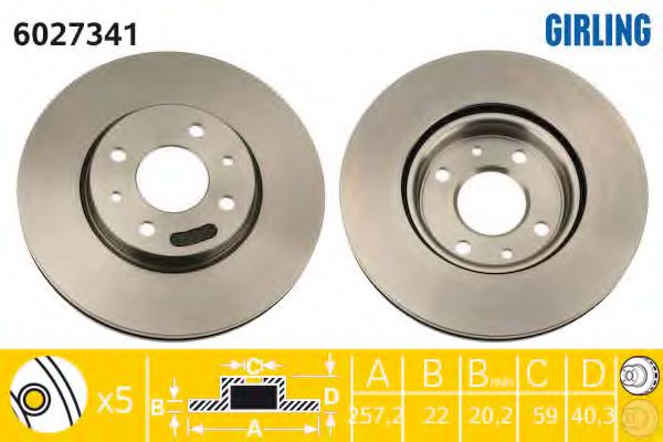 GIRLING 6027341 Тормозной диск для FIAT (Фиат) GIRLING 6027341 Тормозной диск для FIAT (Фиат)