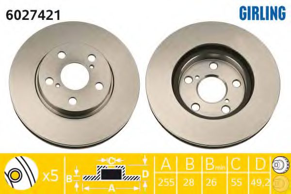 GIRLING 6027421 Тормозной диск для TOYOTA CARINA E (Тойота/тоета Карина е) GIRLING 6027421 Тормозной диск для TOYOTA CARINA E (Тойота/тоета Карина е)