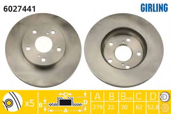 GIRLING 6027441 Тормозной диск для TOYOTA (Тойота/тоета) GIRLING 6027441 Тормозной диск для TOYOTA (Тойота/тоета)