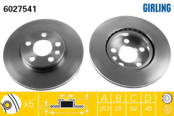 GIRLING 6027541 Тормозной диск для CITROËN DISPATCH (CитроËн Диспатч) GIRLING 6027541 Тормозной диск для CITROËN DISPATCH (CитроËн Диспатч)