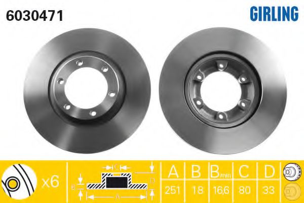 GIRLING 6030471 Тормозной диск для ISUZU (Исузу) GIRLING 6030471 Тормозной диск для ISUZU (Исузу)