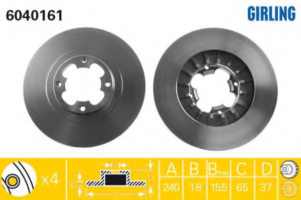 GIRLING 6040161 Тормозной диск для SUBARU (Субару) GIRLING 6040161 Тормозной диск для SUBARU (Субару)