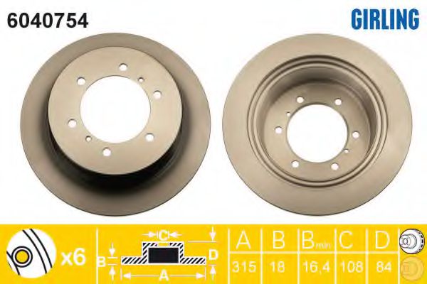 GIRLING 6040754 Тормозной диск для MITSUBISHI CHALLENGER (Митсубиши/митсубиси Чаллэнгэр) GIRLING 6040754 Тормозной диск для MITSUBISHI CHALLENGER (Митсубиши/митсубиси Чаллэнгэр)