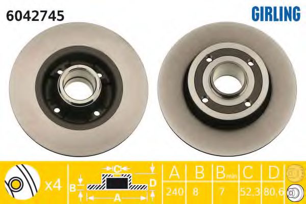GIRLING 6042745 Тормозной диск для RENAULT LUTECIA III (Рено Лутэcиа 3) GIRLING 6042745 Тормозной диск для RENAULT LUTECIA III (Рено Лутэcиа 3)