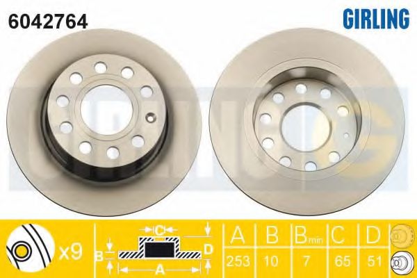 GIRLING 6042764 Тормозной диск для SEAT (Сеат) GIRLING 6042764 Тормозной диск для SEAT (Сеат)