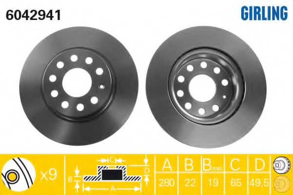 GIRLING 6042941 Тормозной диск для SEAT (Сеат) GIRLING 6042941 Тормозной диск для SEAT (Сеат)