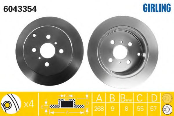 GIRLING 6043354 Тормозной диск для TOYOTA-FAW (Тойота/тоета-фав) GIRLING 6043354 Тормозной диск для TOYOTA-FAW (Тойота/тоета-фав)