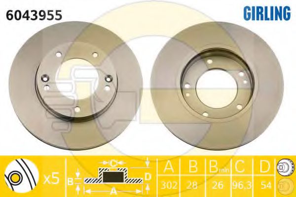 GIRLING 6043955 Тормозной диск для TOYOTA-FAW (Тойота/тоета-фав) GIRLING 6043955 Тормозной диск для TOYOTA-FAW (Тойота/тоета-фав)