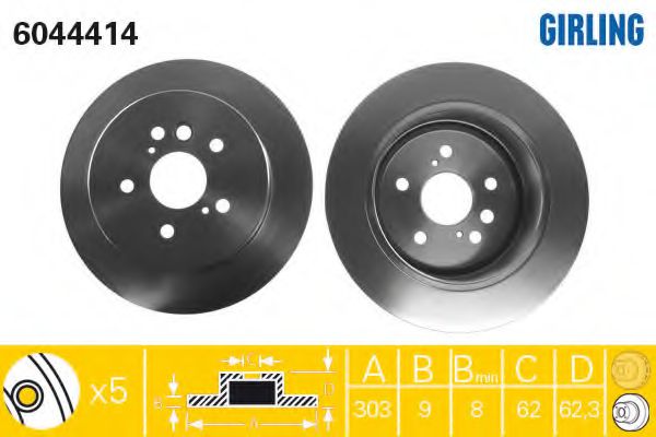 GIRLING 6044414 Тормозной диск для CHERY J11 (Чери Ж11) GIRLING 6044414 Тормозной диск для CHERY J11 (Чери Ж11)