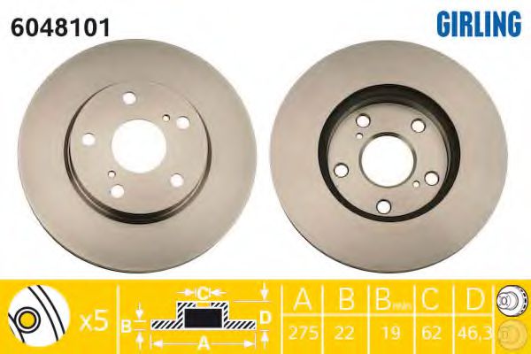 GIRLING 6048101 Тормозной диск для TOYOTA-FAW (Тойота/тоета-фав) GIRLING 6048101 Тормозной диск для TOYOTA-FAW (Тойота/тоета-фав)