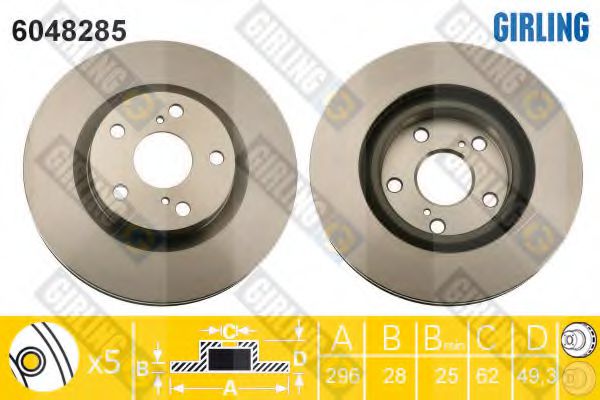 GIRLING 6048285 Тормозной диск для TOYOTA-FAW (Тойота/тоета-фав) GIRLING 6048285 Тормозной диск для TOYOTA-FAW (Тойота/тоета-фав)
