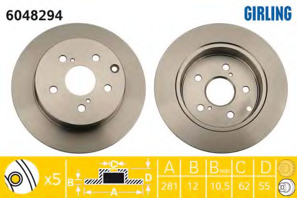 GIRLING 6048294 Тормозной диск для TOYOTA-FAW (Тойота/тоета-фав) GIRLING 6048294 Тормозной диск для TOYOTA-FAW (Тойота/тоета-фав)