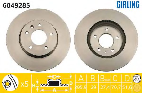 GIRLING 6049285 Тормозной диск для CHEVROLET CAPTIVA (Шевроле Каптива) GIRLING 6049285 Тормозной диск для CHEVROLET CAPTIVA (Шевроле Каптива)