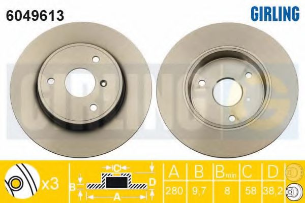 GIRLING 6049613 Тормозной диск для SMART (Смарт) GIRLING 6049613 Тормозной диск для SMART (Смарт)