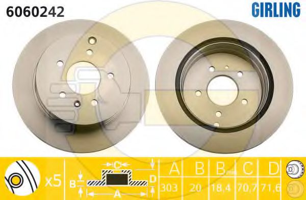GIRLING 6060242 Тормозной диск для CHEVROLET CAPTIVA (Шевроле Каптива) GIRLING 6060242 Тормозной диск для CHEVROLET CAPTIVA (Шевроле Каптива)