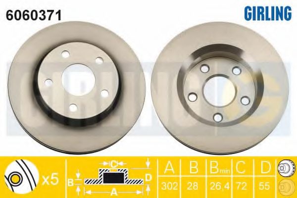GIRLING 6060371 Тормозной диск для JEEP WRANGLER III (Джип Вранглэр 3) GIRLING 6060371 Тормозной диск для JEEP WRANGLER III (Джип Вранглэр 3)