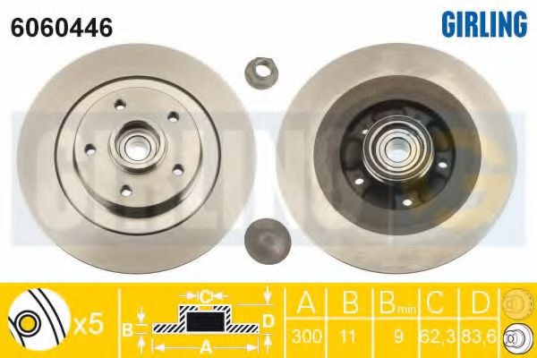 GIRLING 6060446 Тормозной диск для RENAULT LAGUNA III (Рено Лагуна 3) GIRLING 6060446 Тормозной диск для RENAULT LAGUNA III (Рено Лагуна 3)