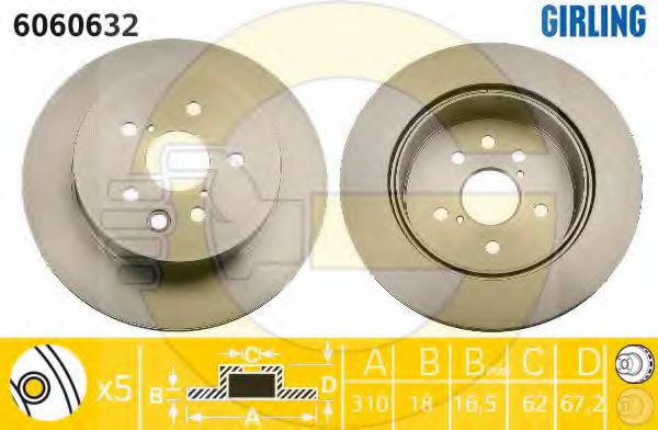 GIRLING 6060632 Тормозной диск для TOYOTA-FAW (Тойота/тоета-фав) GIRLING 6060632 Тормозной диск для TOYOTA-FAW (Тойота/тоета-фав)